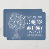 Save The Date bleu amour coeur arbre rustique enregistrer les ca (Devant / Derrière)