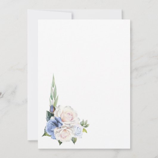 Save The Date Bleu Blanc Floral Mariage Enregistrer la date (Dos)