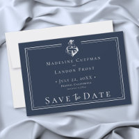 Bleu Blanc Minimaliste Ancre Naissance Mariage Côt