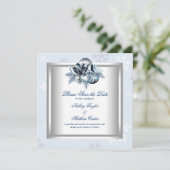Save The Date Bleu blanc Snowflake Mariage d'hiver Enregistrer l (Debout devant)