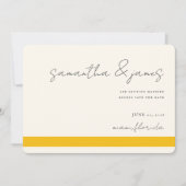 Save The Date Bleu Bright Yellow Stripes Script manuscrit (Devant)