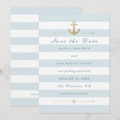 Save The Date Bleu Clair Blanc Naissance Marin Rappel Sauvegarde (Devant / Derrière)