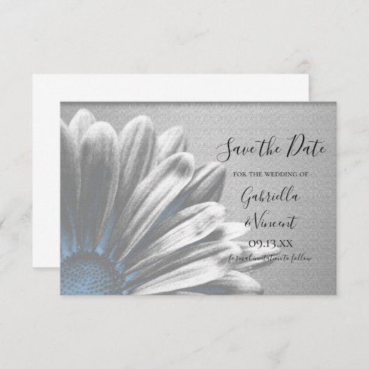 Save The Date Bleu clair Floral Faits saillants Mariage Enregist (Devant / Derrière)