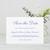 Save The Date Bleu classique Mariage de script floral Enregistre (Debout devant)