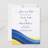 Save The Date Bleu Cobalt et Jaune Citron (Devant)