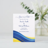 Save The Date Bleu Cobalt et Jaune Citron (Debout devant)