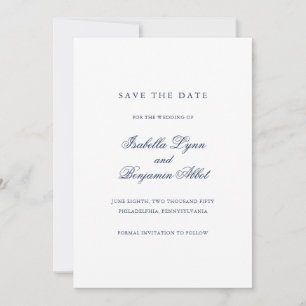 Save The Date Bleu de la marine traditionnelle Mariage élégant