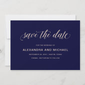 Save The Date Bleu de marine avec typographie de broussailles |  (Devant)