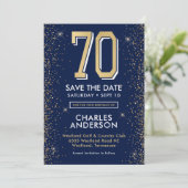 Save The Date Bleu de marine moderne 70e anniversaire (Debout devant)