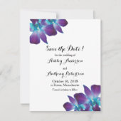 Save The Date Bleu Dendrobium Mariage orchidée Enregistrer la da (Devant)