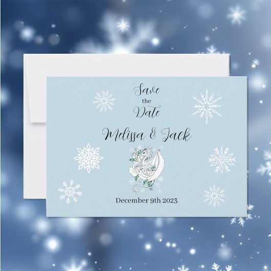 Save The Date Bleu des flocons de neige du dragon blanc d'hiver