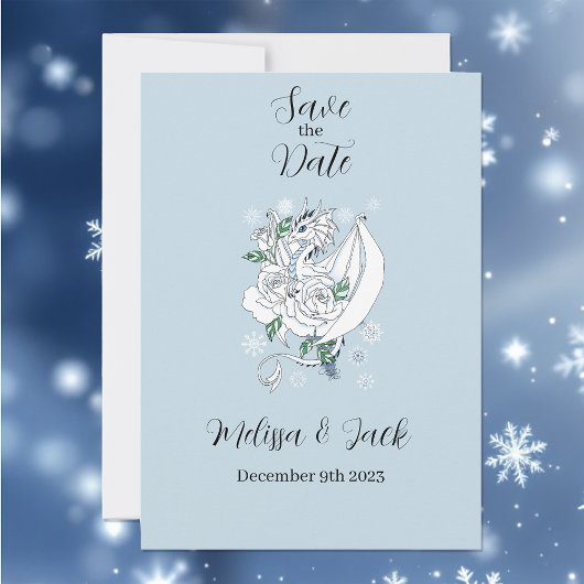 Save The Date Bleu des flocons de neige du dragon blanc d'hiver