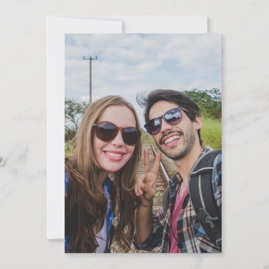 Save The Date Bleu Dusty Elegant Signature Script Photo (Dos)