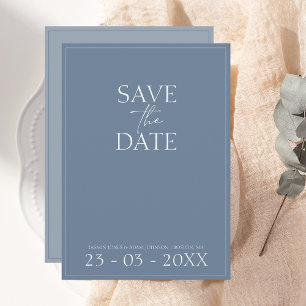 Save The Date Bleu Dusty minimum mariage Script Enregistrer la d