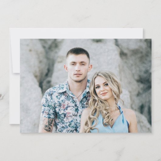 Save The Date Bleu Dusty Pêche Blush Botanique Floral Mariage Sa (Dos)