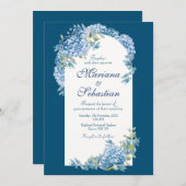 Save The Date Bleu Élégant Rustique Simple brillant & beau (Devant / Derrière)