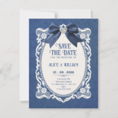 Save The Date Bleu élégant vintage (Devant)