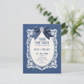 Save The Date Bleu élégant vintage (Debout devant)