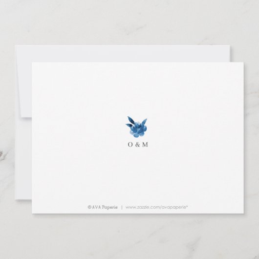 Save The Date Bleu et blanc aquarelle floral enregistrer la date (Dos)