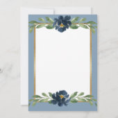 Save The Date Bleu et blanc Floral Élégant Script Mariage or (Dos)