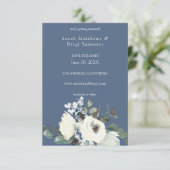 Save The Date Bleu et blanc floral V3- Bleu (Debout devant)