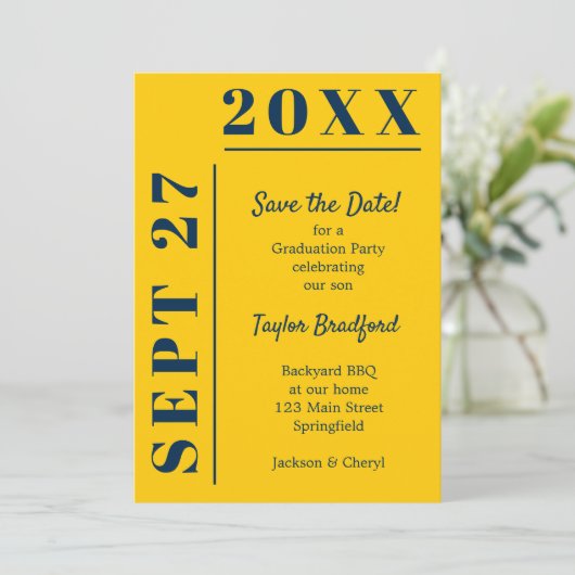 Save The Date Bleu et jaune (Debout devant)