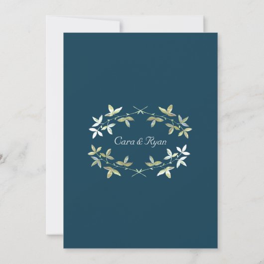 Save The Date Bleu Floral Élégant Simple Chic Mariage élégant (Dos)