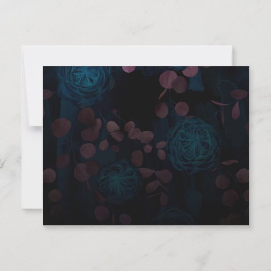 Save The Date Bleu Floral Noir Mariage gothique Enregistrer La D (Dos)