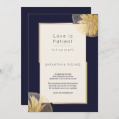 Save The Date Bleu foncé Petit Mariage de taille réduite L'amour (Devant / Derrière)