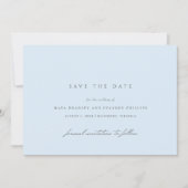 Save The Date Bleu glace | Élégant Mariage d'hiver aérien simple (Devant)