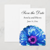 Save The Date Bleu marguerite bleu photo florale (Devant / Derrière)