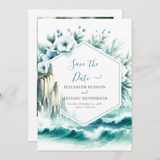 Save The Date Bleu Mariage Nautique (Devant / Derrière)