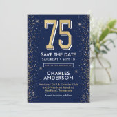 Save The Date Bleu marine moderne 75e anniversaire (Debout devant)