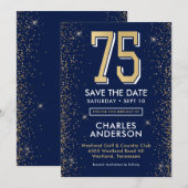 Save The Date Bleu marine moderne 75e anniversaire (Devant / Derrière)