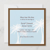 Save The Date Bleu / marron Palm Tree Mariage Enregistrer la dat (Dos)