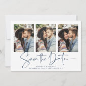 Save The Date Bleu moderne blanc manuscrit Enregistrer la date (Devant)