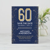 Save The Date Bleu Nuit Moderne 60e Anniversaire (Debout devant)