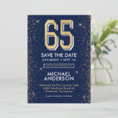 Save The Date Bleu Nuit Moderne 65e Anniversaire  (Debout devant)