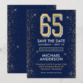 Save The Date Bleu Nuit Moderne 65e Anniversaire  (Devant / Derrière)