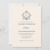 Save The Date bleu poussiéreux et crème classique (Devant)