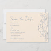 Save The Date bleu poussiéreux et crème floral classique enregis (Devant)