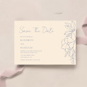 Save The Date bleu poussiéreux et crème floral classique enregis