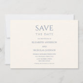Save The Date bleu poussiéreux et crème typographie classique ma (Devant)