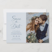 Save The Date Bleu Poussiéreux Floral (Devant)
