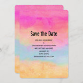 Save The Date Bleu rose Jaune arc-en-ciel Abstraites bandes (Devant / Derrière)