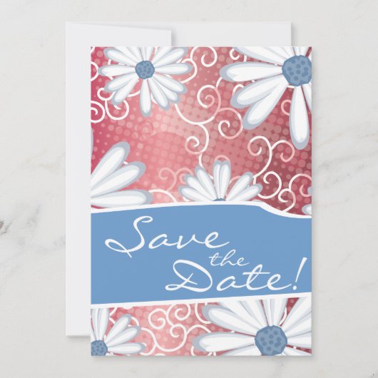 Save The Date Bleu rouge bleu floral Motif de tatouage de margue (Devant)
