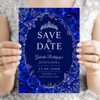 Bleu Royal Argent Quinceanera Floral