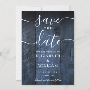 Save The Date Bleu Rustique Grange Boho Chic Mariage