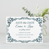 Save The Date Bleu sarcelle profond Talavera mariage mexicain (Debout devant)