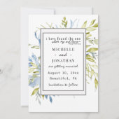 Save The Date Bleu Vert Floral Verdure PHOTO Inspirationnelle (Dos)